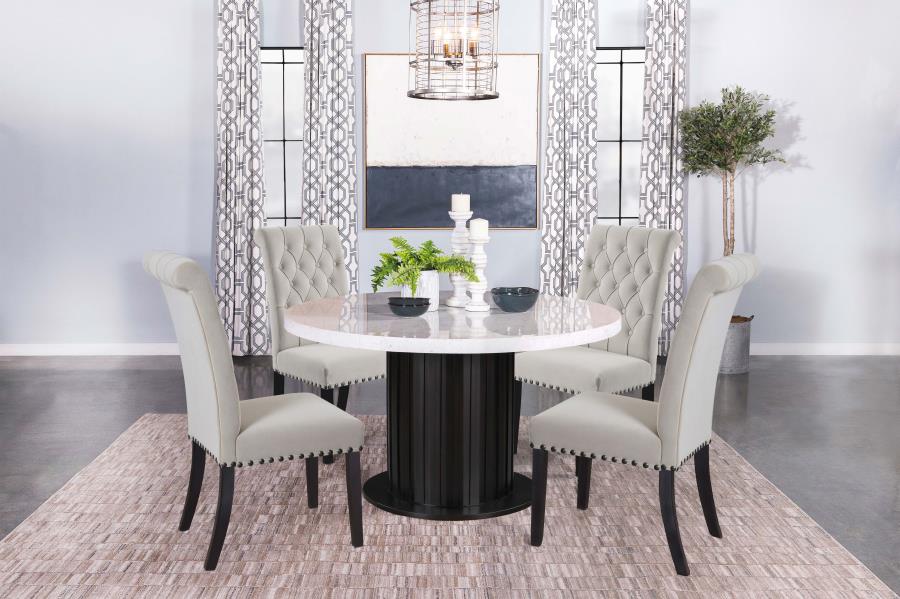 Sherry 5 Pc Marble Top Dining Set - 4 Chair Options