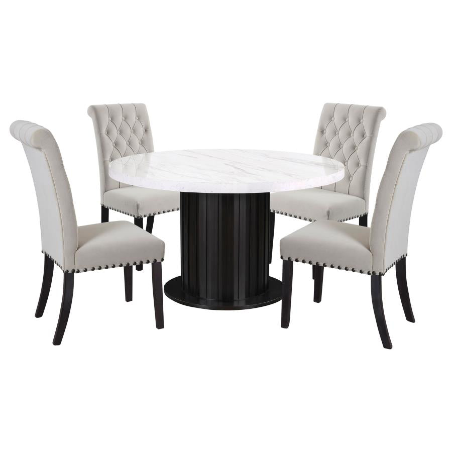 Sherry 5 Pc Marble Top Dining Set - 4 Chair Options