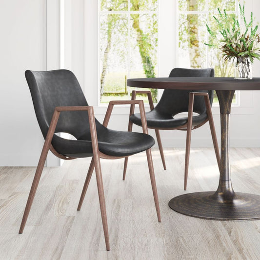 Desi Dining Chair 101694 Black & Walnut