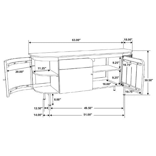 Ortega 4 Door Marble Top Server 105145