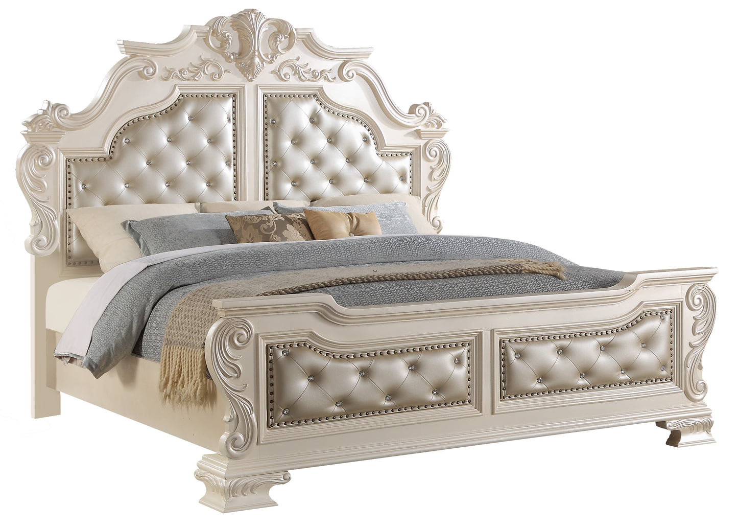 Cosmos Furniture Victoria Pearl Finish Bedroom Set