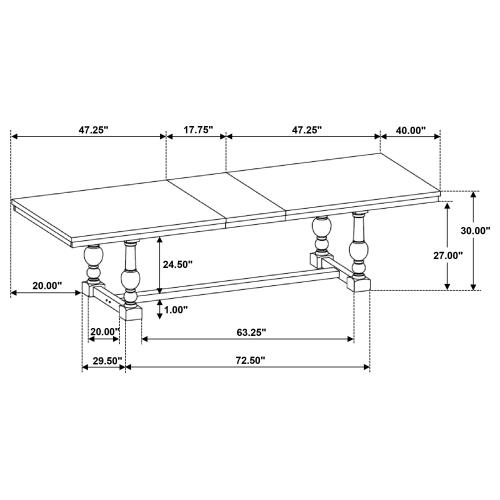 Aventine 112" Extension Dining Table Vintage Charcoal