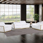 Global United 1111 White Top Grain Italian Leather Sofa Set