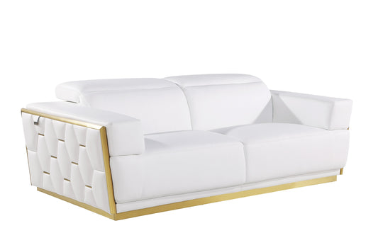 Global United 1111 Sofa - White Italian Leather