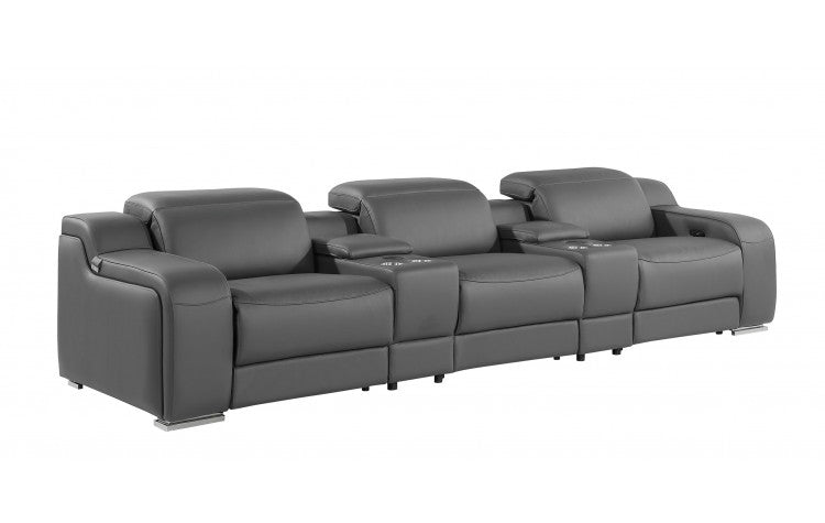 1116 DivanItalia 8-Piece Home Theater Seating - Top Grain Italian Leather