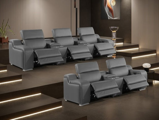 1116 DivanItalia 8-Piece Home Theater Seating - Top Grain Italian Leather