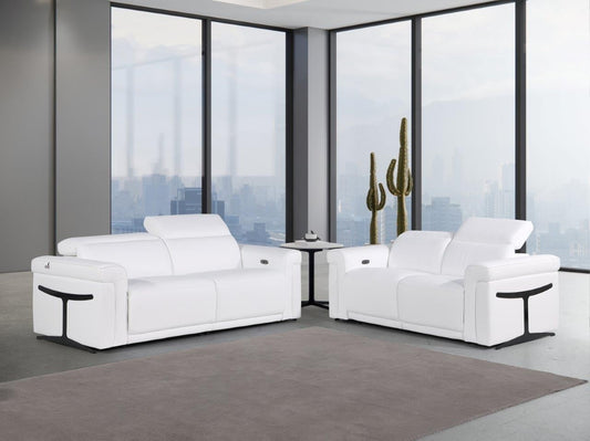 Global 1126 Top Grain Italian Leather Sofa + Love