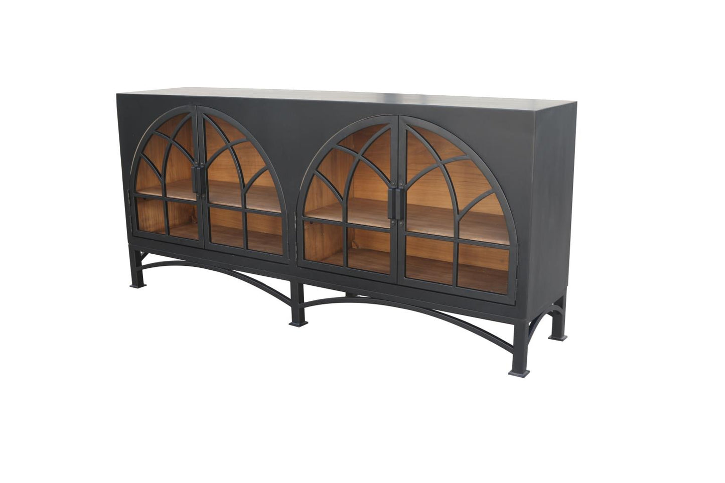 Victoria 4 Door Cabinet - Matte Blk w/Natural