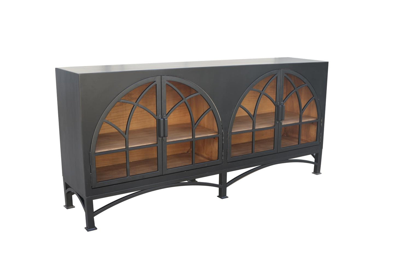 Victoria 4 Door Cabinet - Matte Blk w/Natural