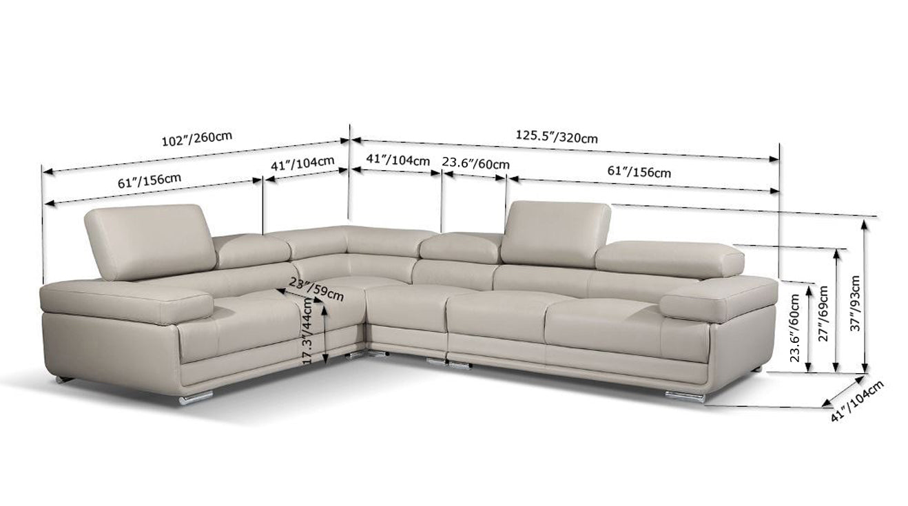 ESF 2119 White Top Grain Leather Sectional