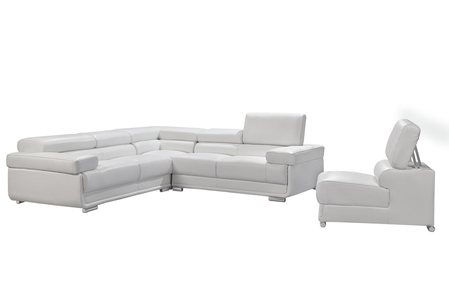 ESF 2119 White Top Grain Leather Sectional