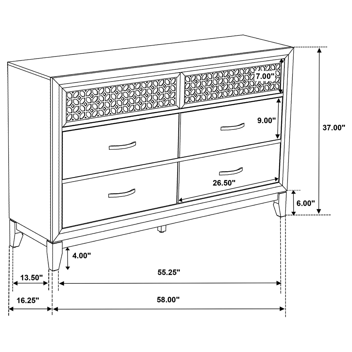 Valencia 6 Drawer Dresser 223043