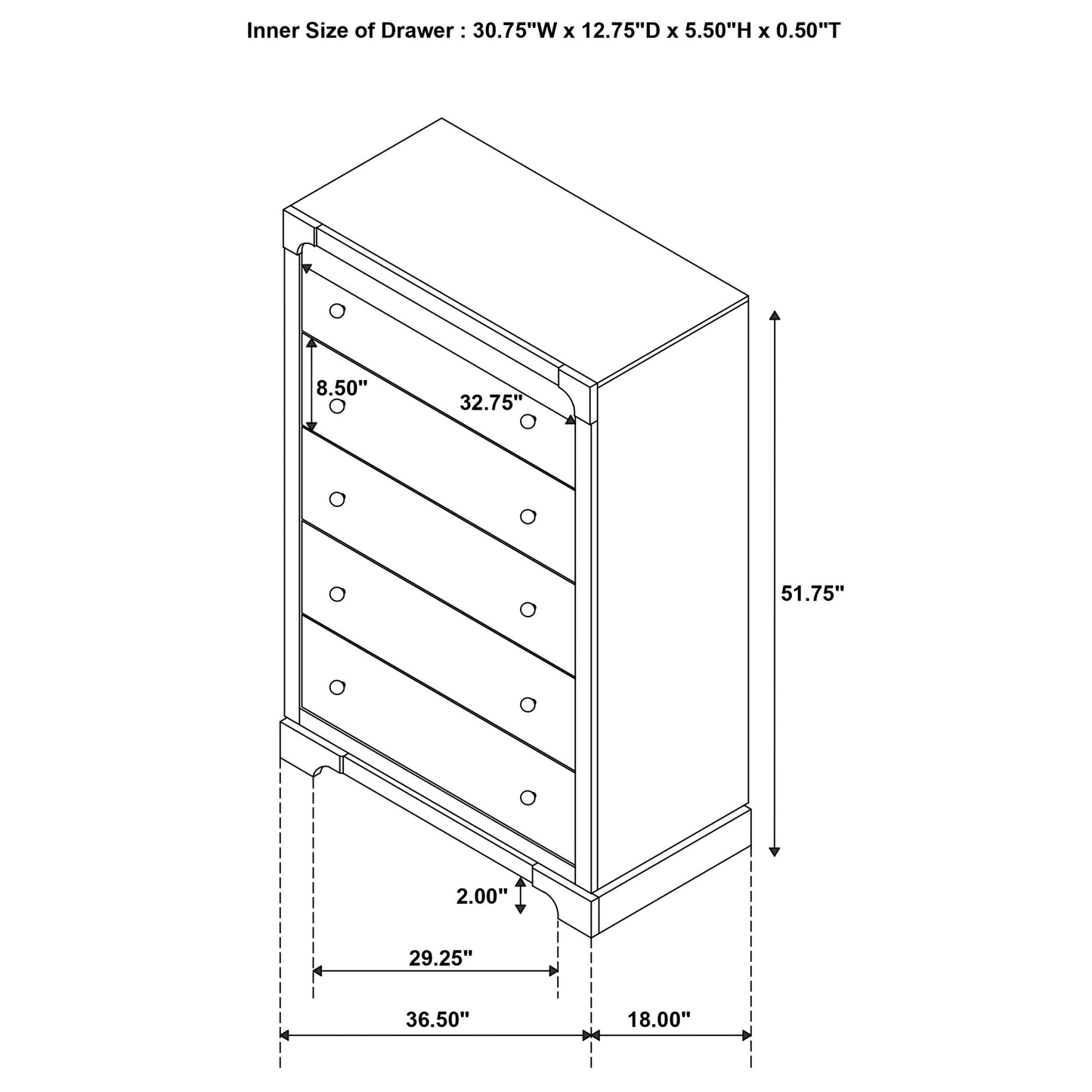 Gran Park 5 Drawer Chest 224935