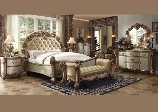 Vendome 4 Pc Bedroom Collection - Gold Patina Finish