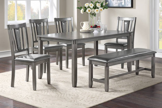 Juego de comedor Poundex F2549 de 6 piezas - Acabado gris