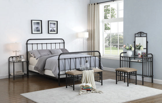 Cama Livingston Panel Metal Bronce Oscuro