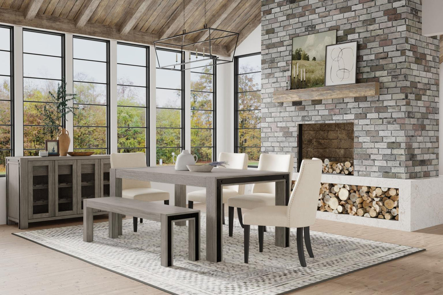 Colección de comedor Fallon de 6 piezas de Alpine Furniture