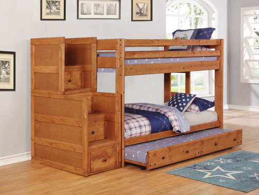 Wrangle Hill Twin Twin Bunk Bed - Amber Wash