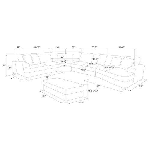 Emberson 5 Pc Upholstered Modular Sectional Sofa