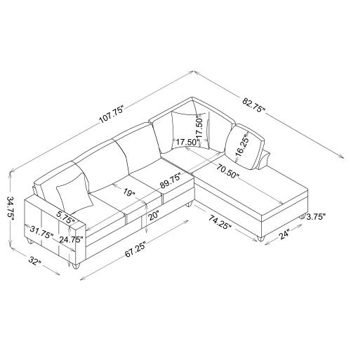 McCord 509347 Cushion Back Sectional by Coaster