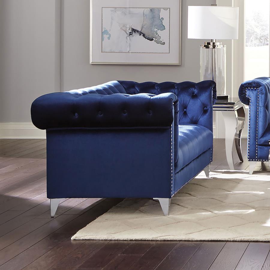 Bleker Sofa Collection 509481 by Coaster - Blue Velvet