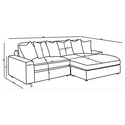 Blaine 2 Pc Reversible Sectional - Fog or Sand