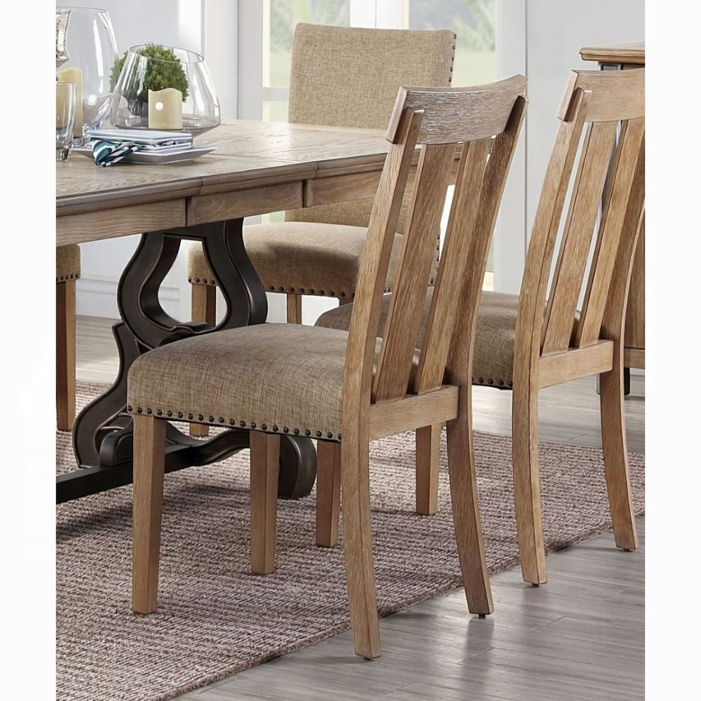 Nathaniel 62330 Dining Collection - Fabric & Maple Finish