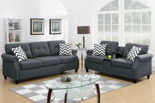 F6411 Sofa & Loveseat w/USB Console by Poundex