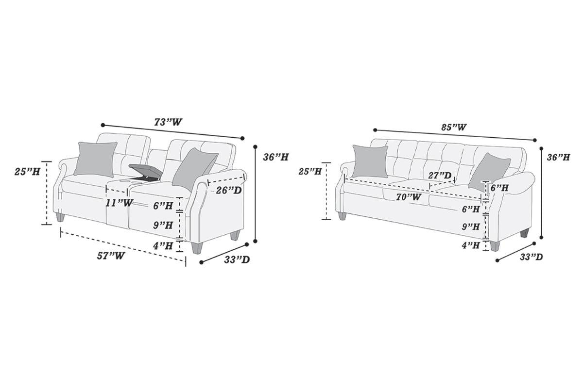 F6413 Sofa & Loveseat Dark Coffee