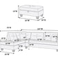 Poundex F6414 - Juego de sofá seccional reversible de 3 piezas con otomana