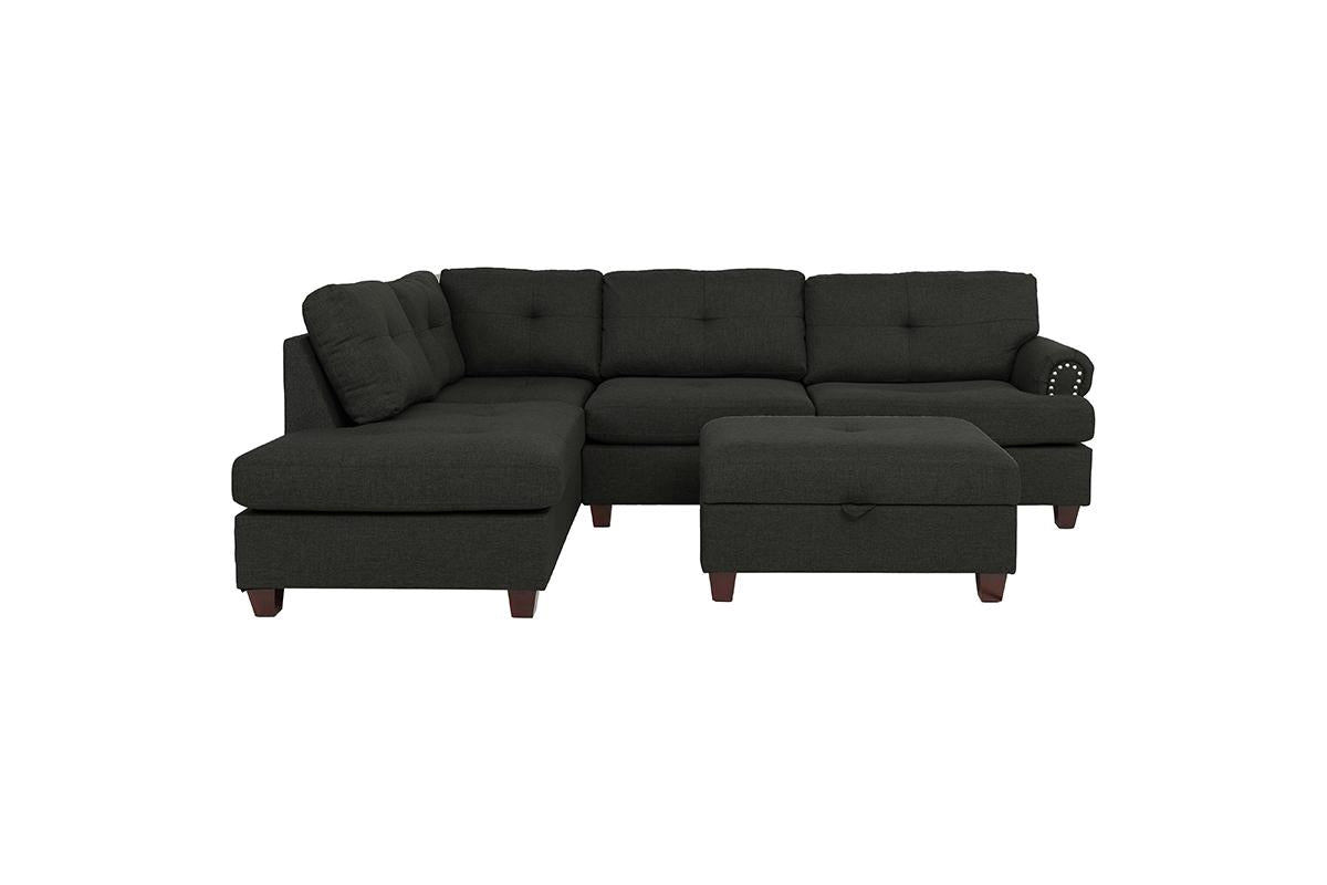 Poundex F6415 Ash Black 3 Pc Sectional