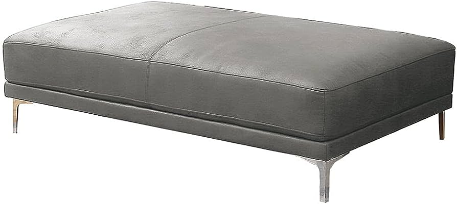 F6431 Grey Leatherette Ottoman