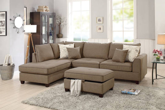 Poundex F6544 Sectional Mocha