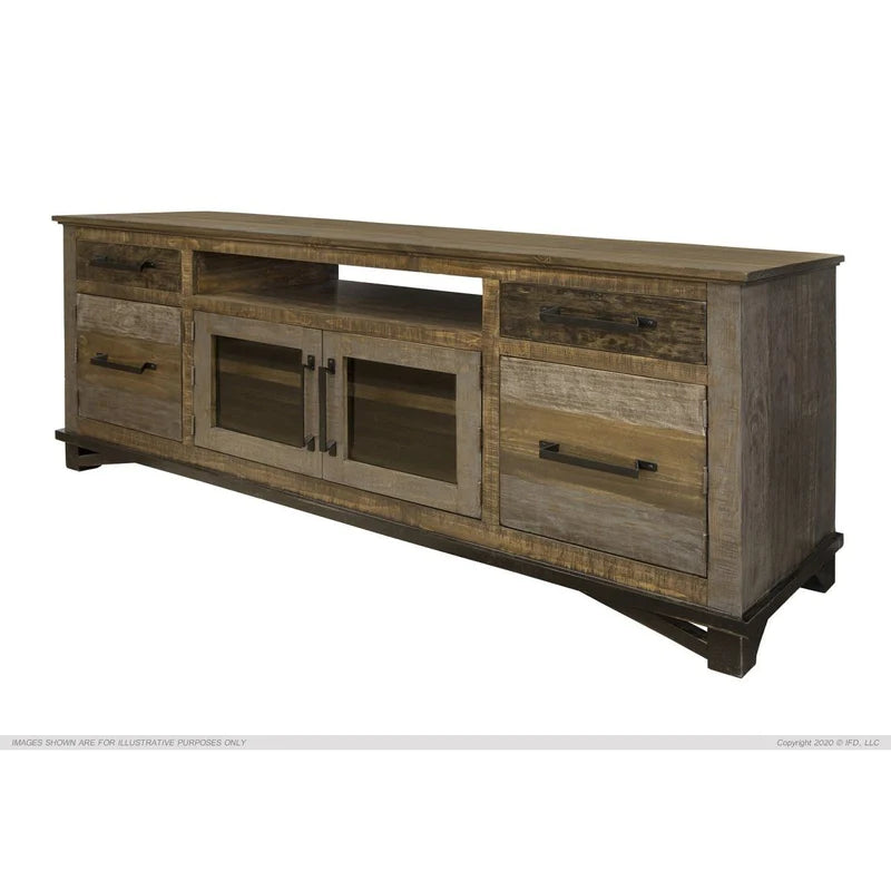 Loft Brown Solid Pine Entertainment Center - Reclaimed Wood