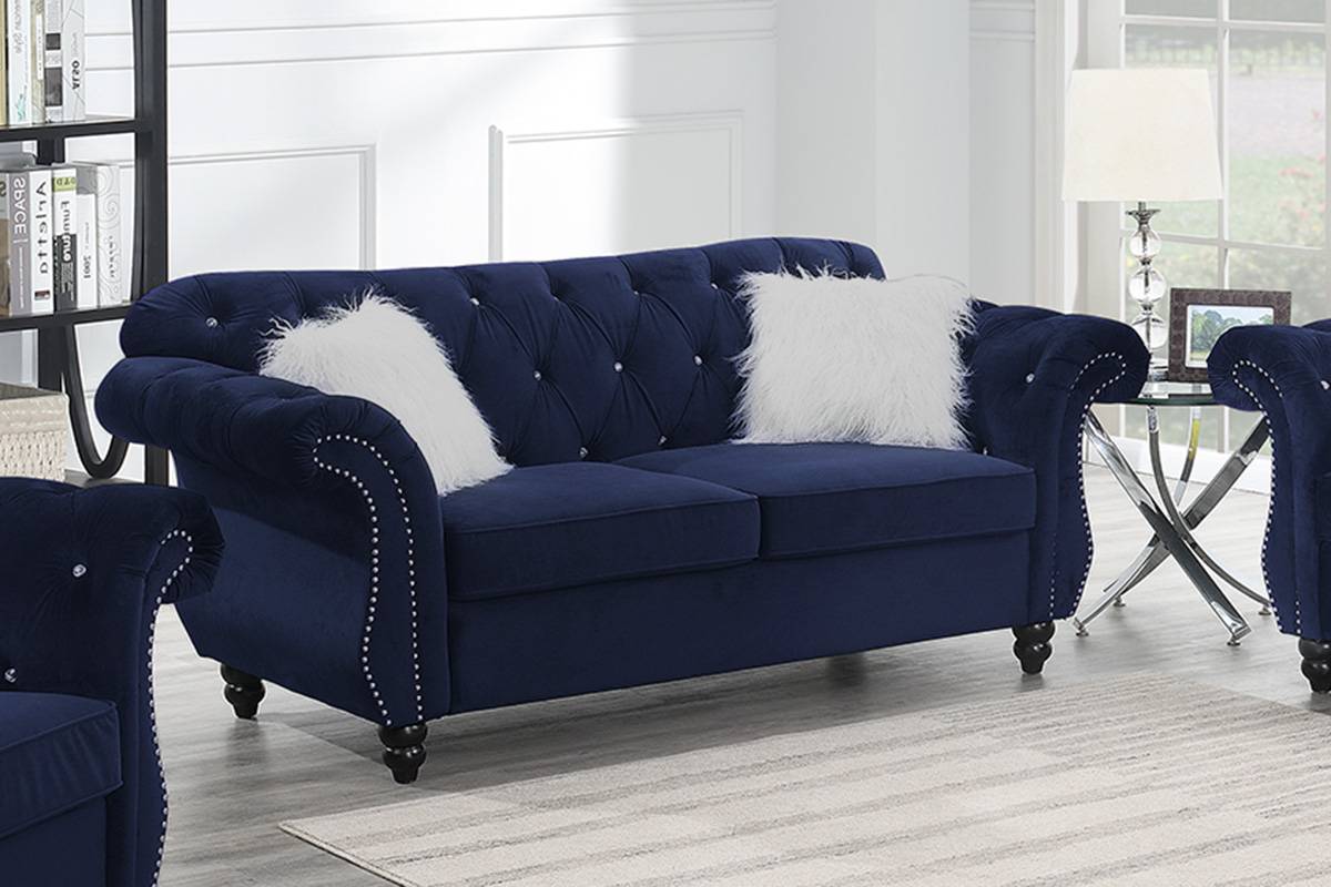 F6837 Rincon Sofa Collection - Black or Indigo Velvet