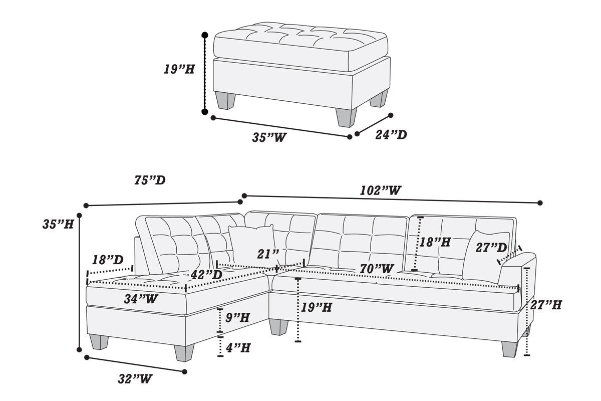 Poundex F6857 Sectional - Chocolate