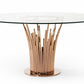 VIG Paxton Modern Round Glass & Rosegold Dining Table