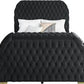 Natalie 5115BK Black Velvet Bed - Fireplace + TV Lift