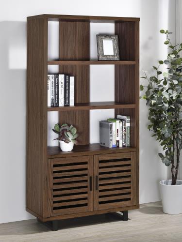 Maddox 3-Shelf Cabinet Bookcase Walnut