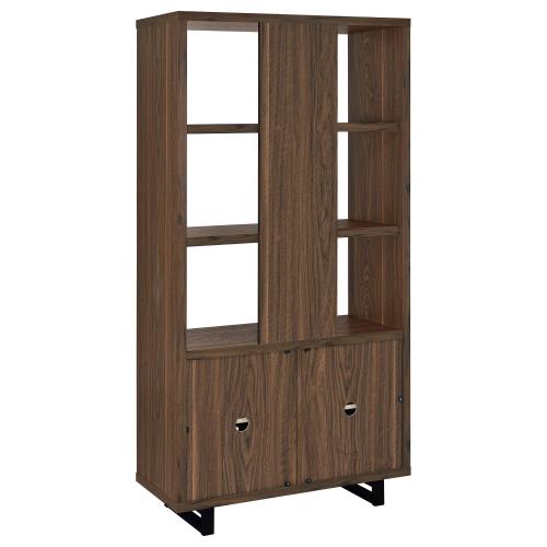 Maddox 3-Shelf Cabinet Bookcase Walnut