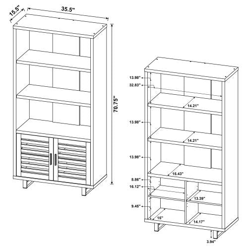 Maddox 3-Shelf Cabinet Bookcase Walnut