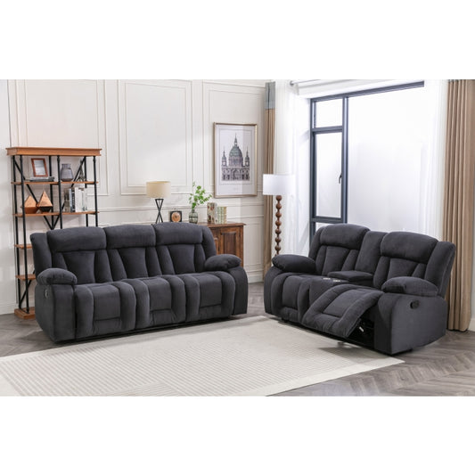 8049 Velvet 2 Pc Sofa Set - Dark Gray