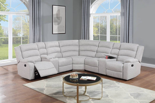 F8110 Bone Burlap 3 Pc Sectional