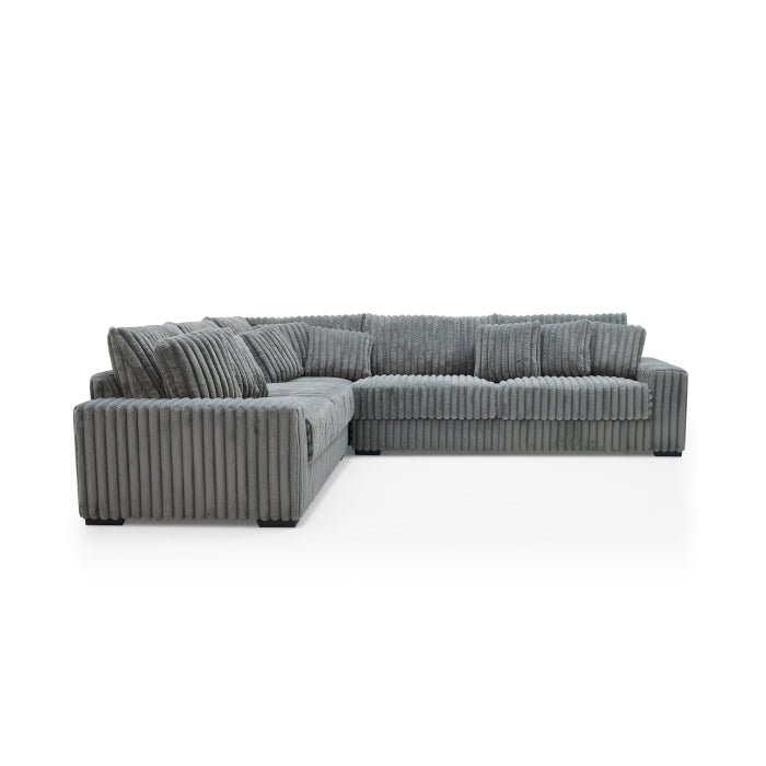 8228 Corduroy Sectional - Light Gray