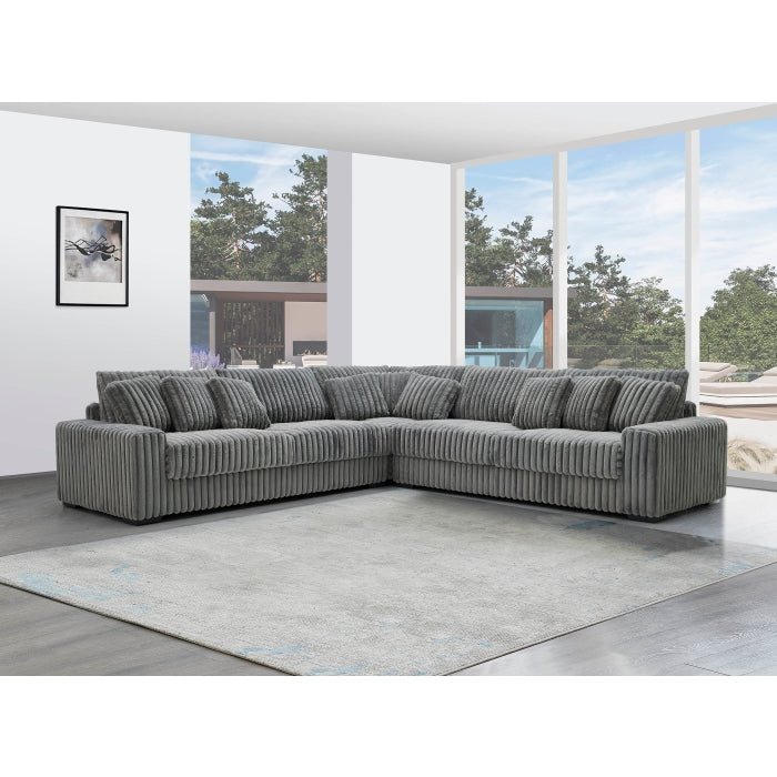 8228 Corduroy Sectional - Light Gray