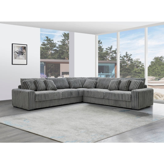 8228 Corduroy Sectional - Light Gray