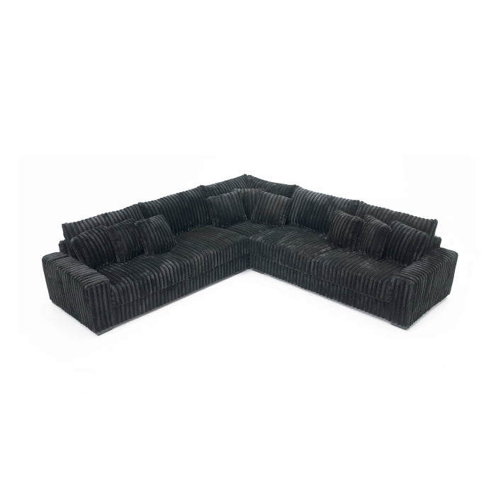 8230 Corduroy Sectional - Black