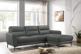 Poundex F8425 Full Leather Sectional - Anthracite