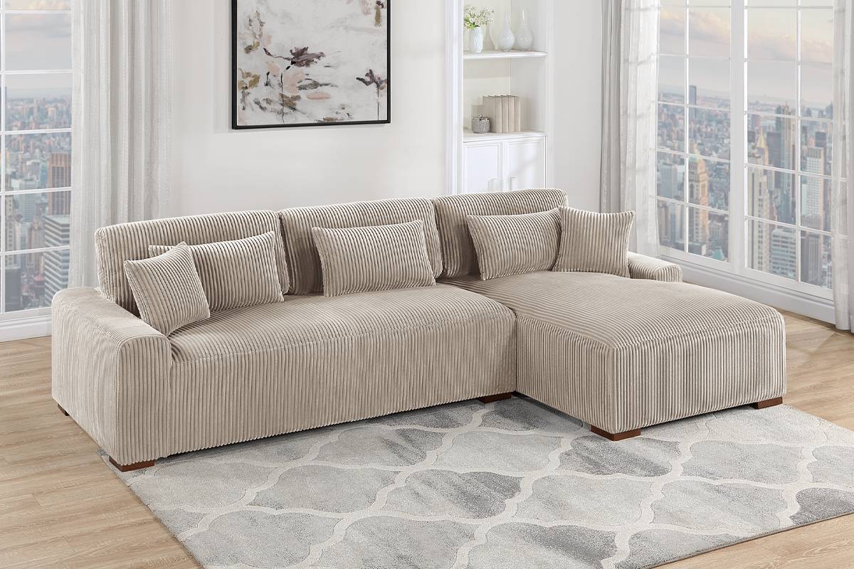 F8456 Corduroy Sectional by Poundex