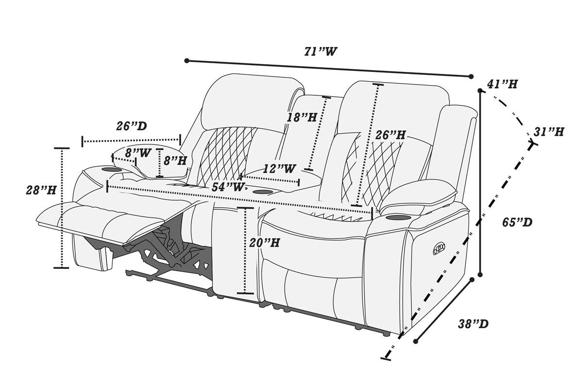 Poundex F86403 Motion 3 Pc Sofa Set - 2 Colors